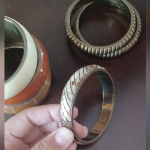 Multi Color Seed Beaded Hoop Earrings & Ethiopian Mixed bracelets Set - Picture 2 of 9